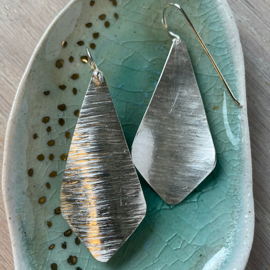 Carved and Textured Argentium Silver Earrings