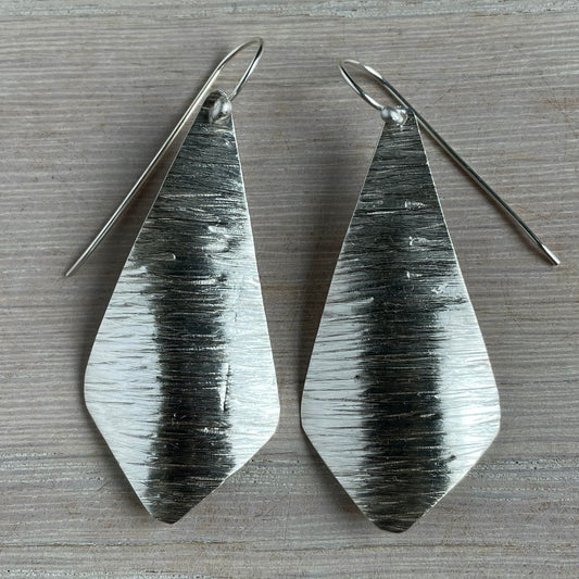 Carved and Textured Argentium Silver Earrings