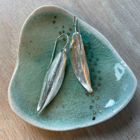Argentium Silver Leaf Earrings