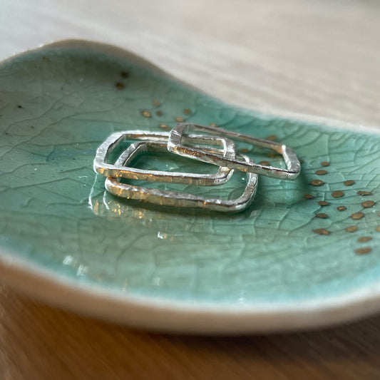 Handcrafted Argentium Silver Square Rings